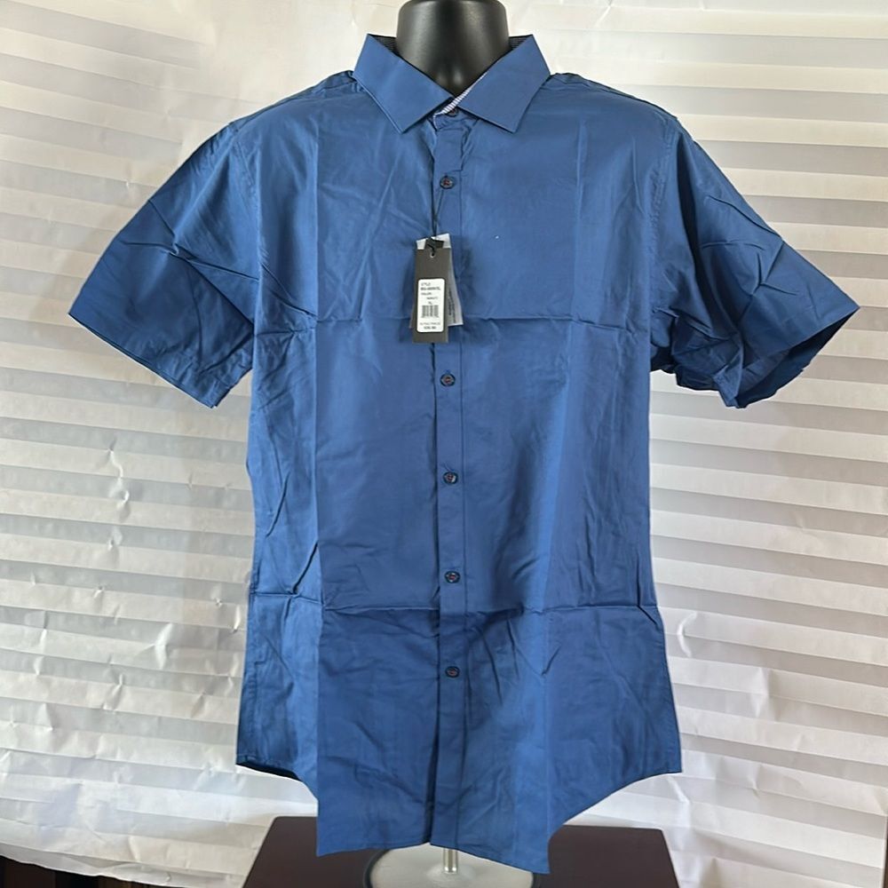 Galaxy by Harvic Blue Men's Casual Button Down Shirt Size XL